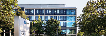 Photograph of the exterior view of the M-net building