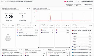 Example screenshot of a user-specific dashboard from Enginsight