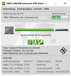 Screenshot R&S®LANCOM Advanced VPN Client Windows 