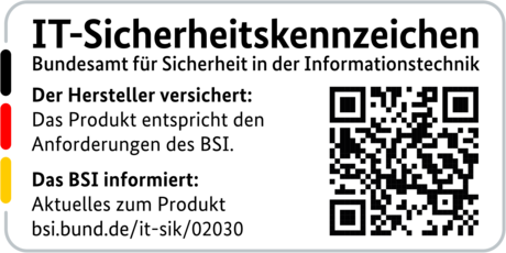 IT-Sicherheitskennzeichen mit QR-Code des BSI für den R&S®LANCOM 1800VAW 