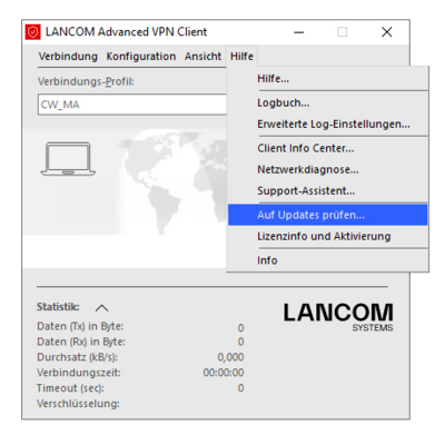 Screenshot zu Software-Updates des R&S®LANCOM Advanced VPN Client