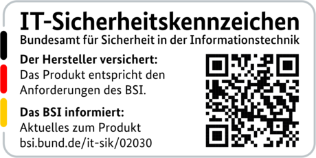 IT-Sicherheitskennzeichen mit QR-Code des BSI für den R&S®LANCOM 1800VA