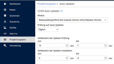 Screenshot: Auto-Update-Funktionen in der R&S®LMC