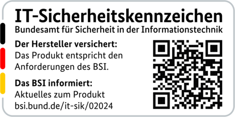 IT-Sicherheitskennzeichen mit QR-Code des BSI für den R&S®LANCOM 1803VA-5G