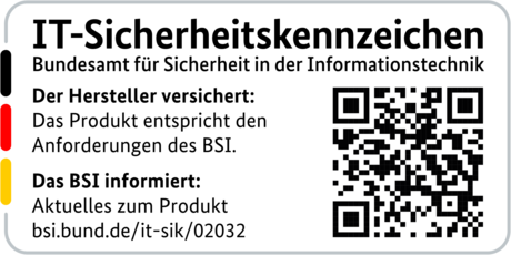 IT-Sicherheitskennzeichen mit QR-Code des BSI für den R&S®LANCOM 1800VA-4G