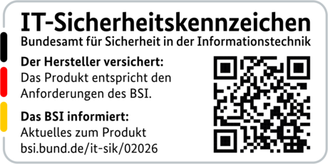 IT-Sicherheitskennzeichen mit QR-Code des BSI für den R&S®LANCOM 1803VA