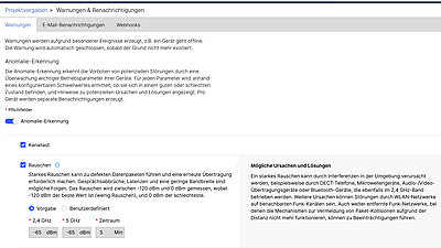 Screenshot: Einstellung der Anomalie-Erkennung in der R&S®LMC
