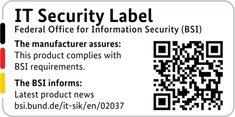 IT Security Label of the BSI with QR code for the R&S®LANCOM 1800EFW-5G