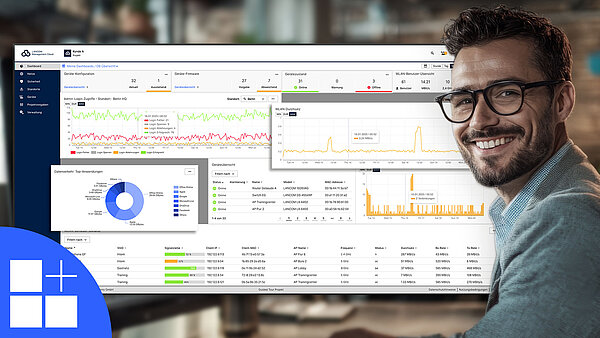 Abbildung mit Screenshot von einem selbst erstellten Dashboard in der R&S®LMC