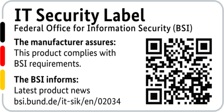 IT Security Label of the BSI with QR code for the R&S®LANCOM 1800VAW-4G