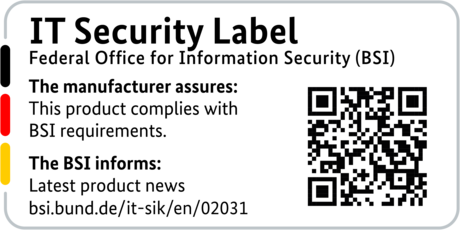 Label de sécurité informatique de la BSI avec code QR pour le R&S®LANCOM 1800VA