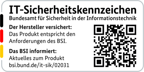 IT-Sicherheitskennzeichen mit QR-Code des BSI für den R&S®LANCOM 1800VA