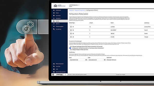 Abbildung eines Monitors mit Screenshot aus der R&S®LMC zum Thema Ereignisplanung