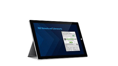 Tablet with Advanced VPN Client and R&S Networks & Cybersecurity branding