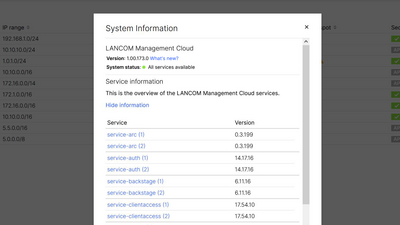 Capture d'écran : Informations système dans le R&S®LMC