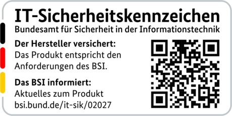IT-Sicherheitskennzeichen mit QR-Code des BSI für den R&S®LANCOM 1803VAW