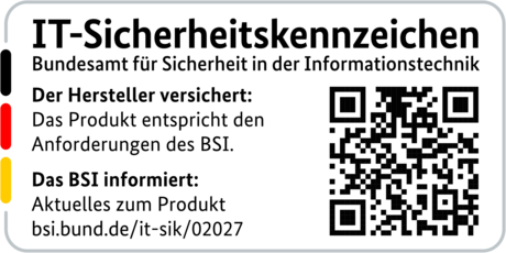 IT-Sicherheitskennzeichen mit QR-Code des BSI für den R&S®LANCOM 1803VA