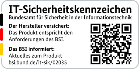 IT-Sicherheitskennzeichen mit QR-Code des BSI für den R&S®LANCOM 1800EF-4G