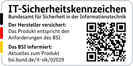 IT-Sicherheitskennzeichen mit QR-Code des BSI für den R&S®LANCOM 1800VAW 