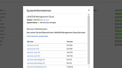 Screenshot: Systeminformationen in der R&S®LMC