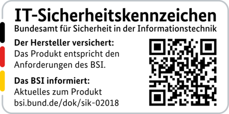 IT-Sicherheitskennzeichen mit QR-Code des BSI für den R&S®LANCOM 1800EF