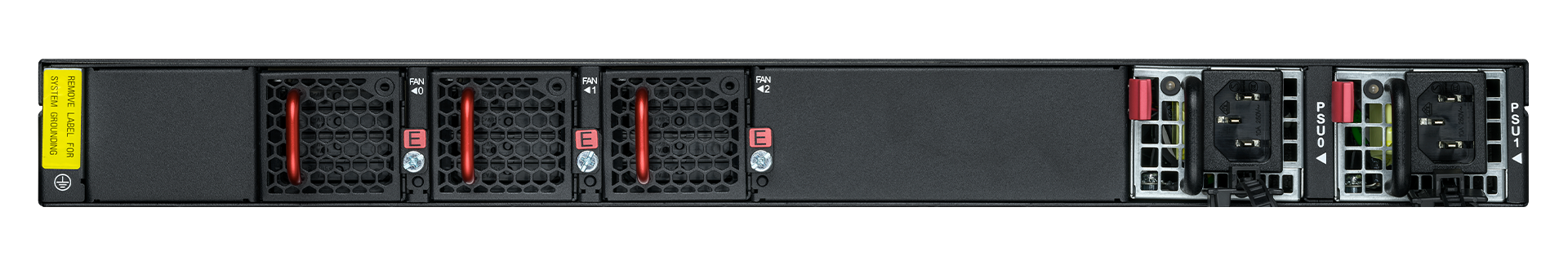 Product photo back view R&S®LANCOM CS-8132F with front-to-back (F2B) airflow
