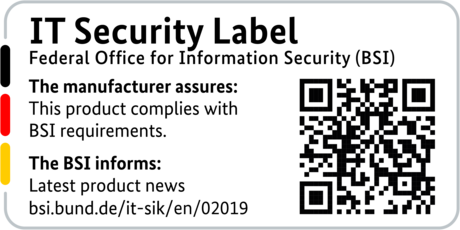 IT Security Label of the BSI with QR code for the R&S®LANCOM 1800EF-5G