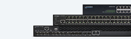 Header banner with network switches