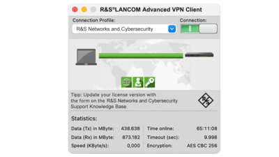 Capture d’écran du R&S®LANCOM Advanced VPN Client macOS