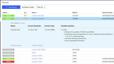 Screenshot: Troubleshooting via warnings in the R&S®LMC