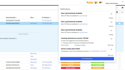 Screenshot: Troubleshooting via warnings in the R&S®LMC