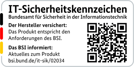 IT-Sicherheitskennzeichen mit QR-Code des BSI für den R&S®LANCOM 1800VAW-4G