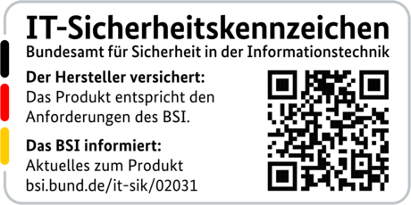 IT-Sicherheitskennzeichen mit QR-Code des BSI für den R&S®LANCOM 1800VA-4G