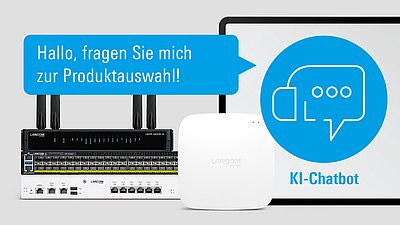 Tablet mit Webseitenansicht des KI-Chatbots