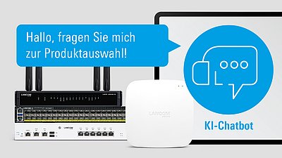 Tablet mit Webseitenansicht des KI-Chatbots