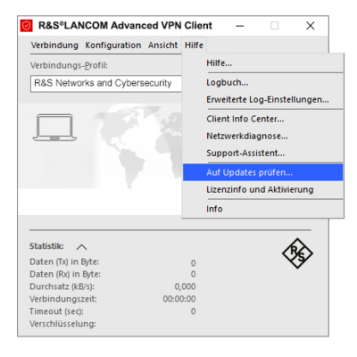 Screenshot zu Software-Updates des R&S®LANCOM Advanced VPN Client
