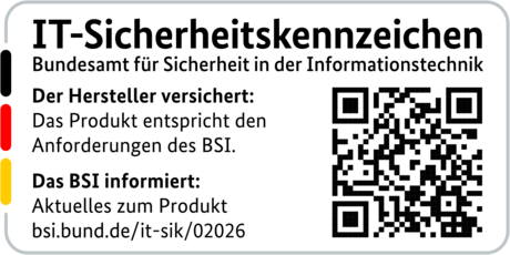 IT-Sicherheitskennzeichen mit QR-Code des BSI für den R&S®LANCOM 1803VA-4G