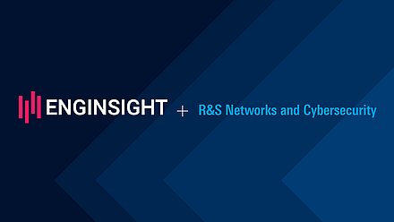 ENGINSIGHT logo above a plus sign, with Rohde & Schwarz Networks and Cybersecurity below on blue