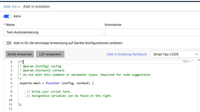 Screenshot: Add-ins in der R&S®LMC erstellen