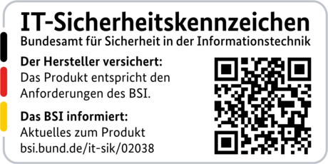 IT-Sicherheitskennzeichen mit QR-Code des BSI für den R&S®LANCOM 1803VAW-5G
