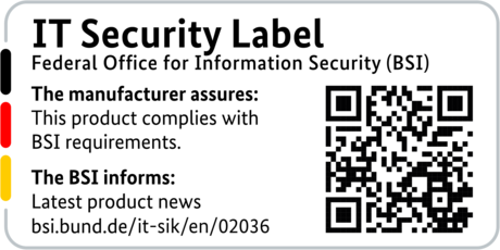 IT security label with QR code of the BSI for the R&S®LANCOM R903