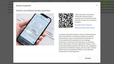 Screenshot: Geräteeinrichtung über den Rollout Assistant in der R&S®LMC