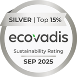 Picture of the Silver medal and top 15% in the EcoVadis® sustainability ratings 2025 for LANCOM