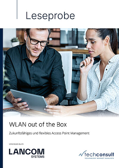 Coverbild der R&S Networks and Cybersecurity (vormals LANCOM) und techconsult Studie "WLAN out of the box – Zukunftsfähiges und flexibles Access Point Management"