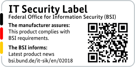 IT Security Label of the BSI with QR code for the R&S®LANCOM 1800EF