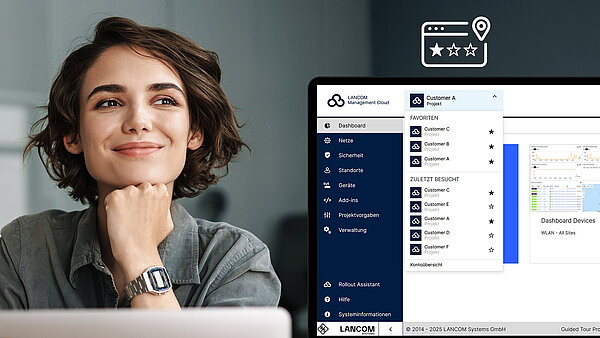 Illustration inklusive Screenshot, der die Projektnavigation in der R&S®LMC Oberfläsche aufzeigt