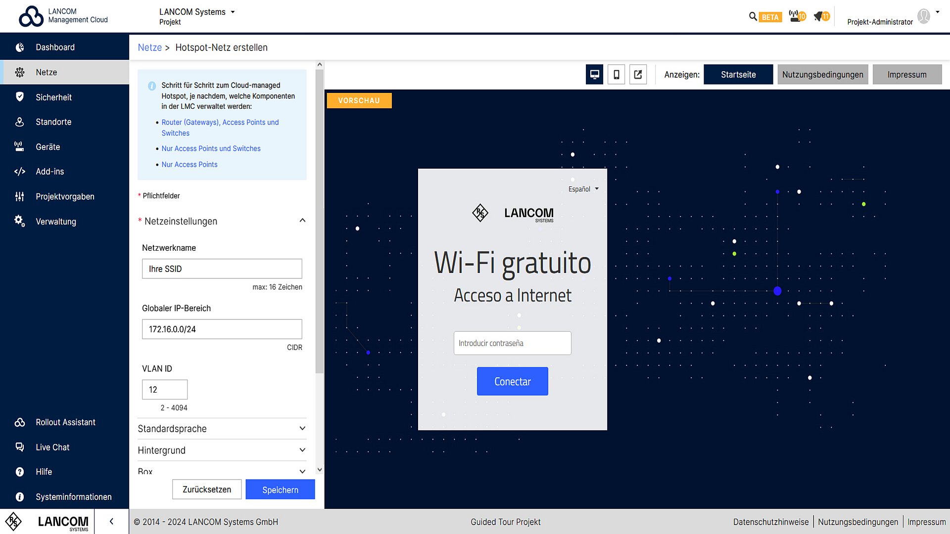 Screenshot: Hotspot-Netz-Erstellung in der R&S®LMC