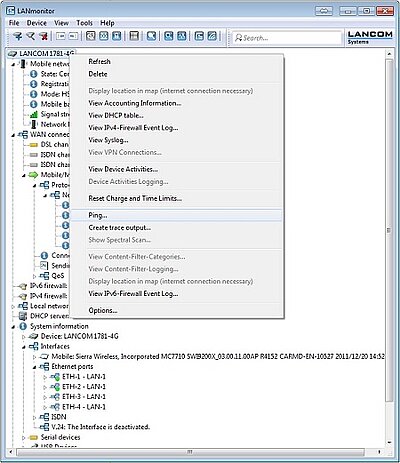 User interface LANmonitor screenshot