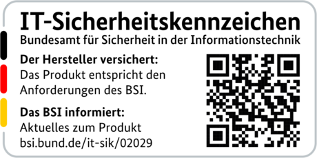 IT-Sicherheitskennzeichen mit QR-Code des BSI für den R&S®LANCOM 1800VA-5G