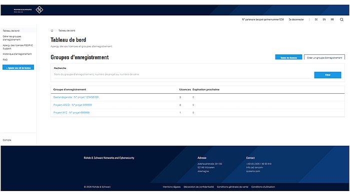 Capture d'écran du R&S®NC Support Portal